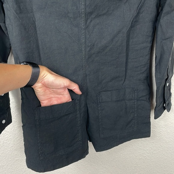 NWT Frank & Eileen Ireland Romper Cotton Linen Long Sleeve Loose Black XXS - Picture 10 of 14